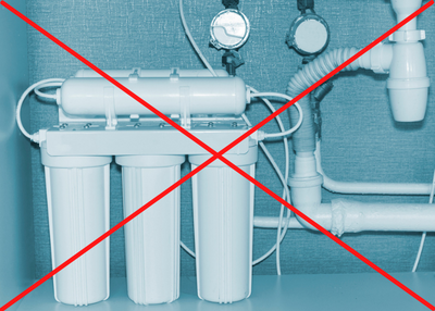 Reverse Osmosis filtration system with red X over