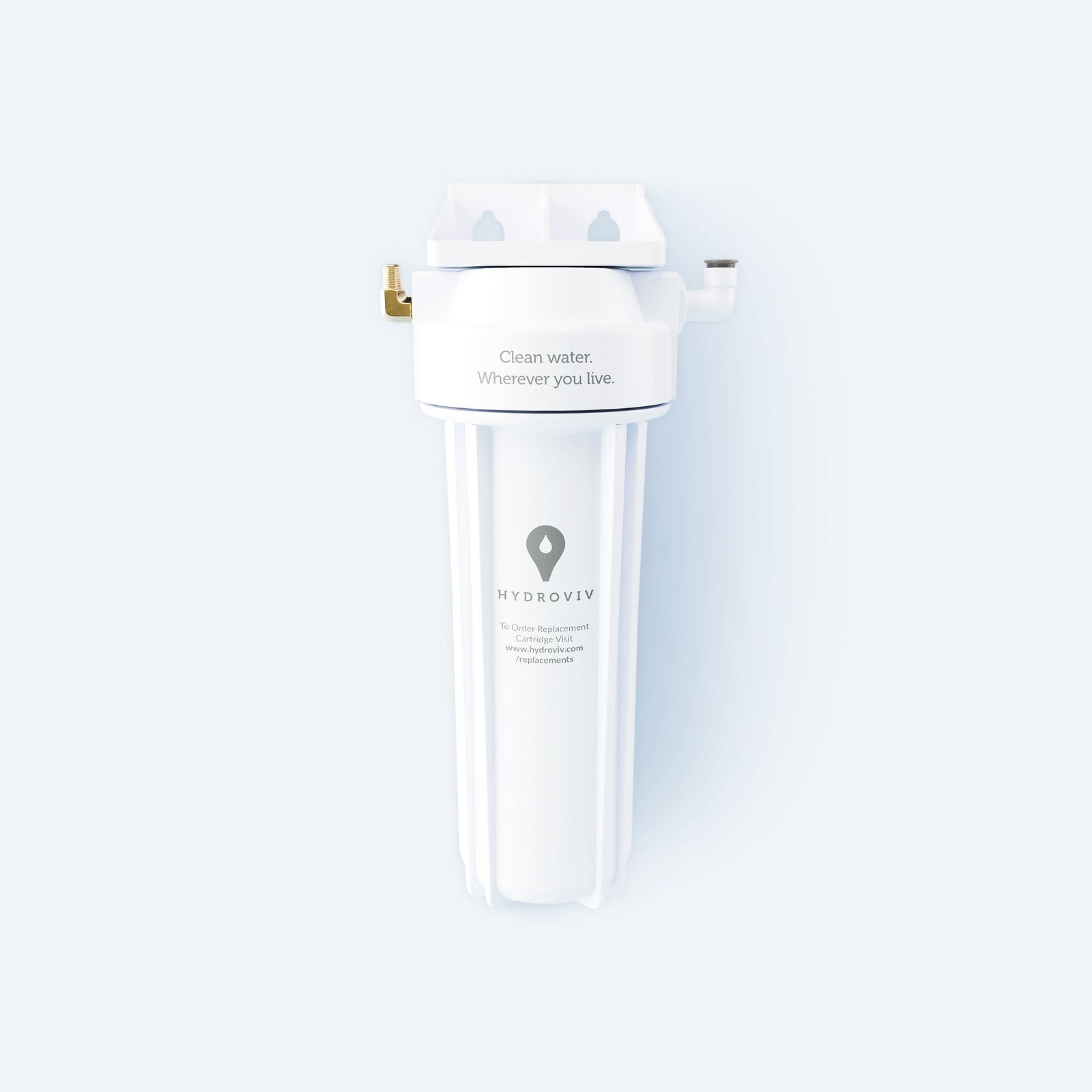 Photo of a Hydroviv Under Sink Water Filter on a light grey background