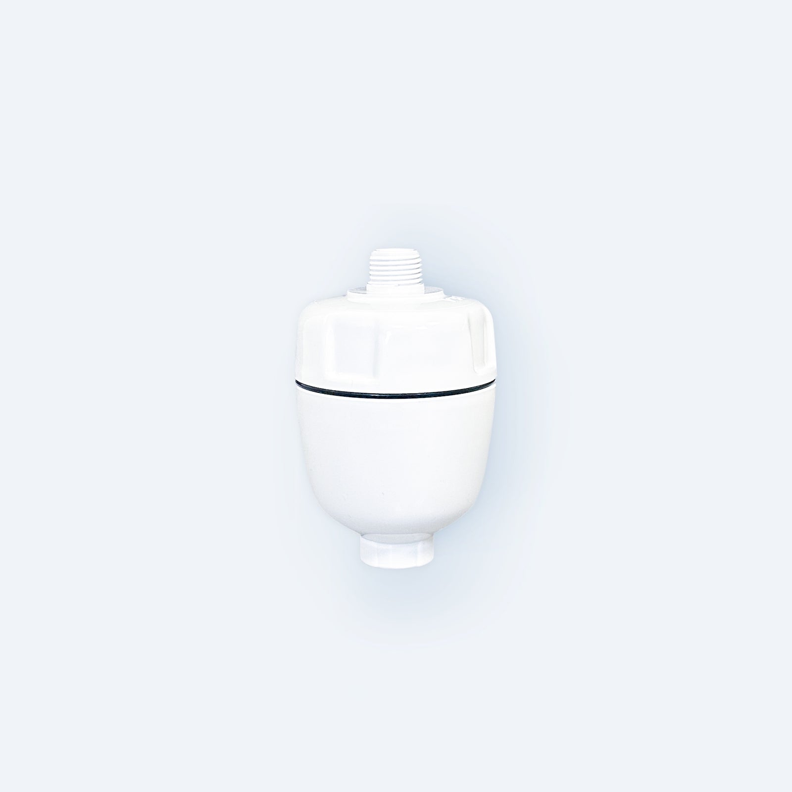 Photo of the Hydroviv In-Line Shower Filter on a light grey background