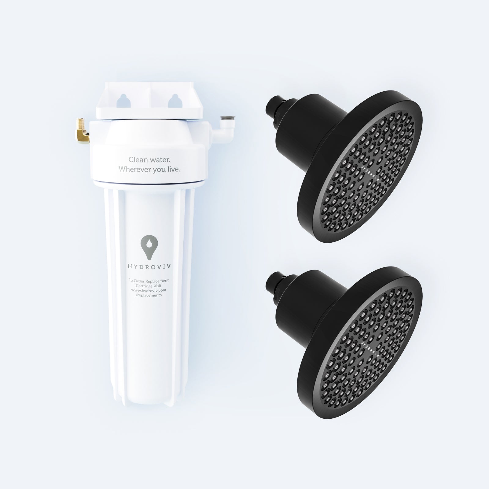 Hydroviv Faucet & Two Filtered Showerhead Bundle