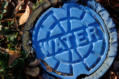 Blue in-ground water valve 