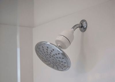 Shower Filter installed on shower head