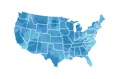US Map on blue background