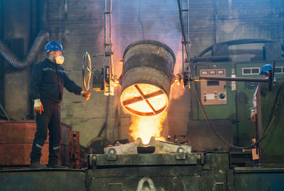 Man working at steel facility 