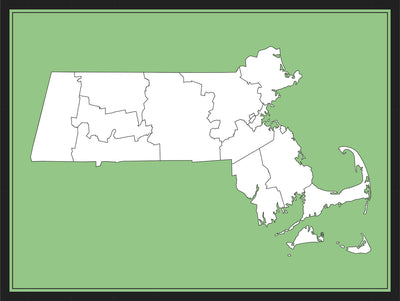 Map of Massachusetts on green background