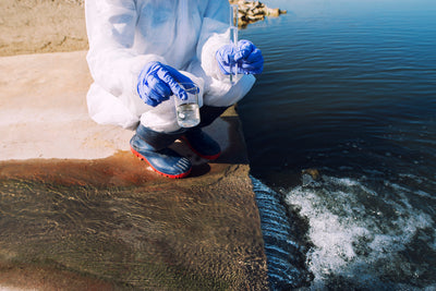 person taking water sample 