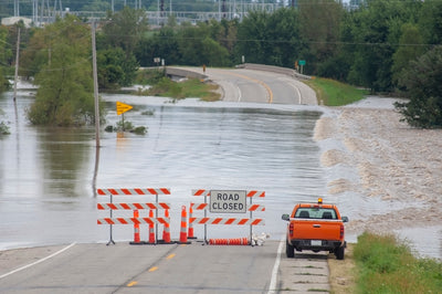 road blocked off due to flooding