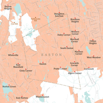 Map of Easton, Massachusetts