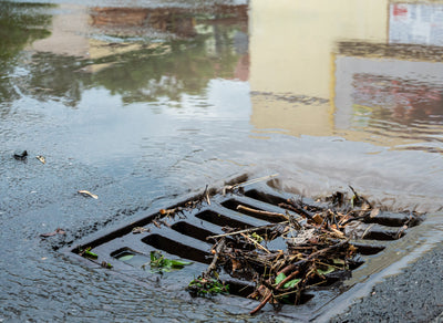 clogged stormwater drain