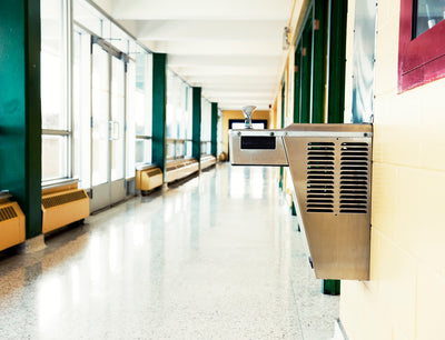 Water fountain in school hallways