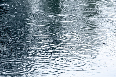 Raindrops landing in a puddle 